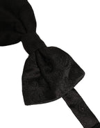 Men Black Paisley Silk Adjustable Neck Papillon Bow Tie