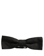 Men Black 100% Silk Adjustable Neck Papillon Bow Tie