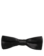 Men Black Floral Silk Adjustable Neck Papillon Bow Tie