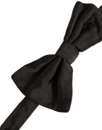 Men Black 100% Silk Adjustable Neck Papillon Bow Tie