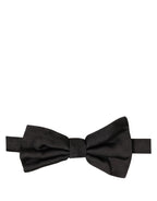 Men Black 100% Silk Adjustable Neck Papillon Bow Tie