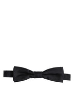 Men Black 100% Silk Adjustable Neck Papillon Bow Tie
