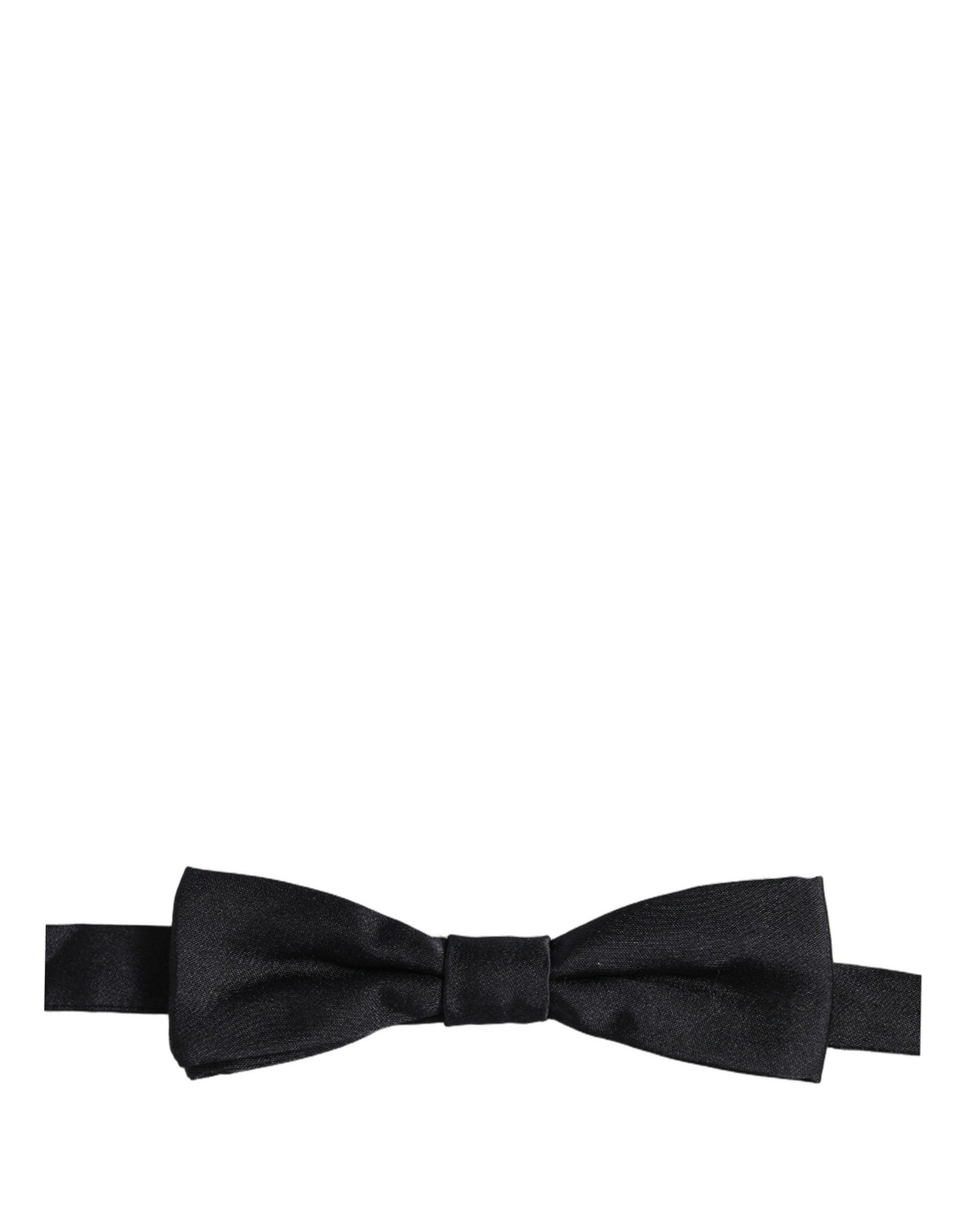 Men Black 100% Silk Adjustable Neck Papillon Bow Tie