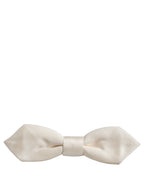 Men White 100% Silk Adjustable Neck Papillon Bow Tie