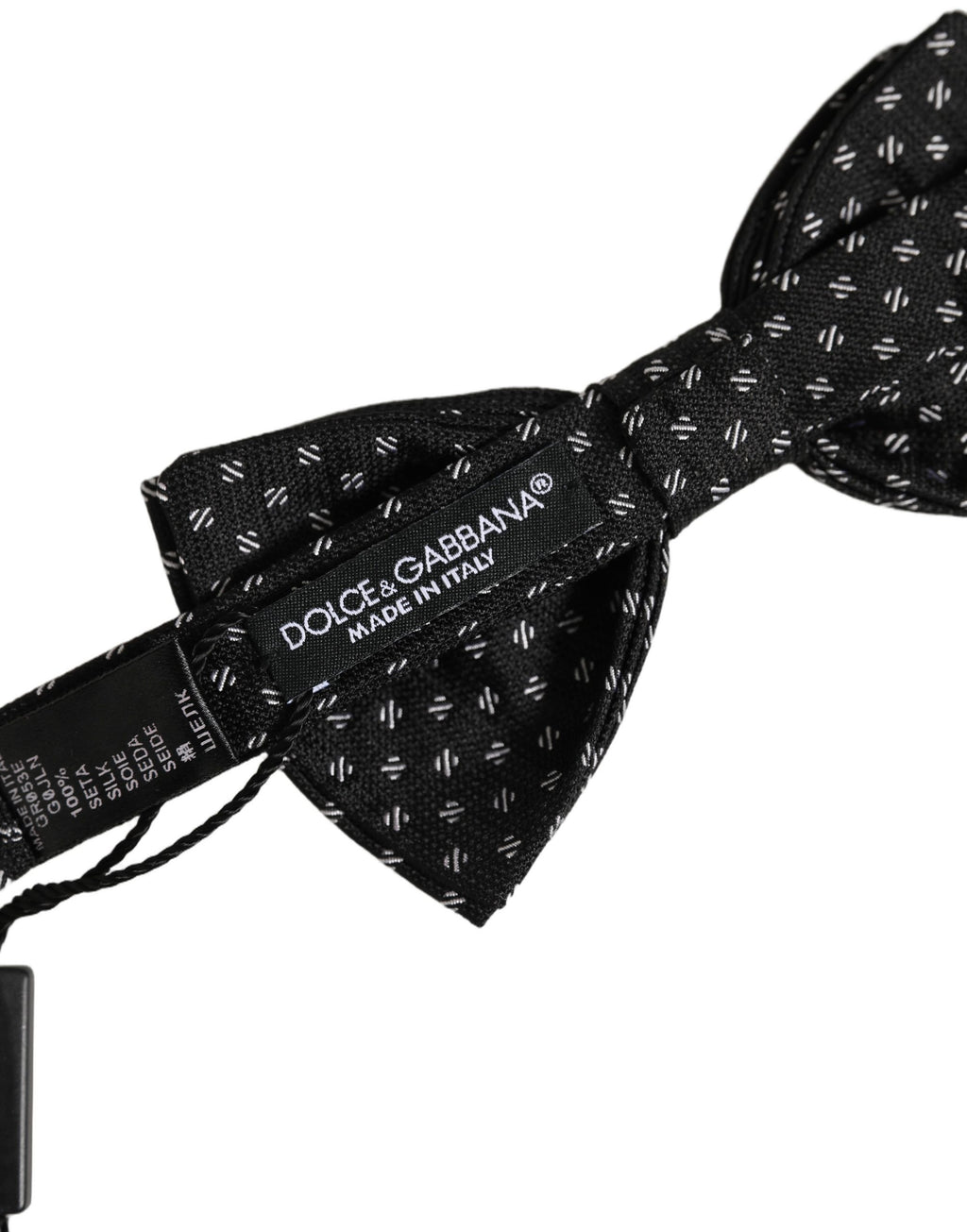 Men Black Patterned Adjustable Neck Papillon Bow Tie