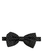 Men Black Patterned Adjustable Neck Papillon Bow Tie