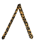 Men Black Yellow Patterned Adjustable Tied Necktie Tie