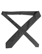Men Black DG Logo 100% Silk Adjustable Tied Necktie Tie