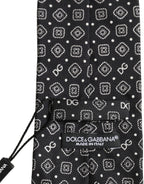 Men Black DG Logo 100% Silk Adjustable Tied Necktie Tie