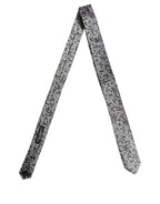 Men Gray Leaf Pattern Silk Adjustable Tied Necktie Tie