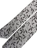 Men Gray Leaf Pattern Silk Adjustable Tied Necktie Tie