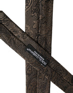 Men Brown Paisley 100% Silk Adjustable Tied Necktie Tie