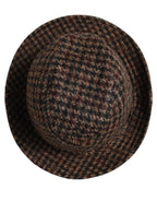 Brown Checkered Wool Tweed Fedora Capello Hats