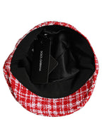 Red White Tweed Textured Baker Boy Capello Hat