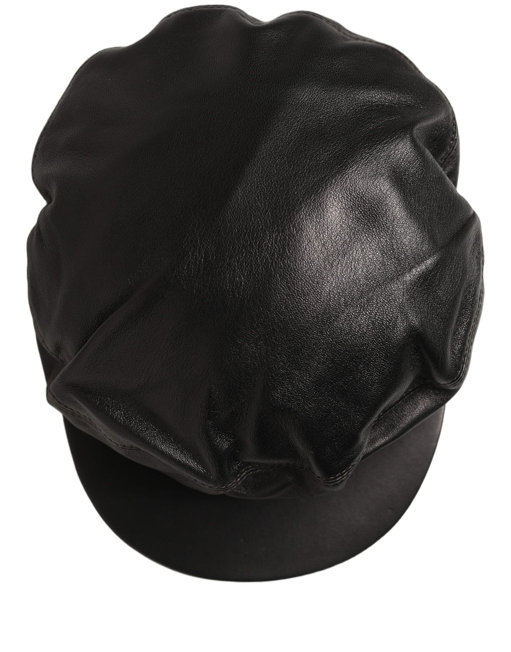Black Lambskin Leather Newsboy Capello Hat