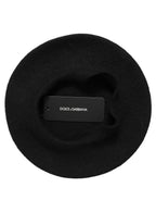 Black Wool French Style Beret Capello Hat