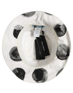 White Cotton Big Polka Dot Pattern Bucket Hat