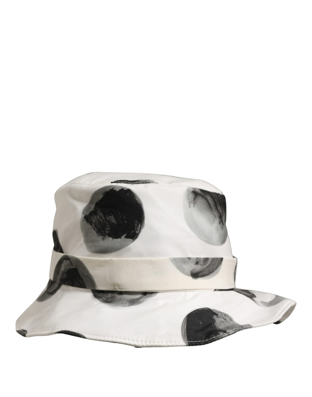 White Cotton Big Polka Dot Pattern Bucket Hat