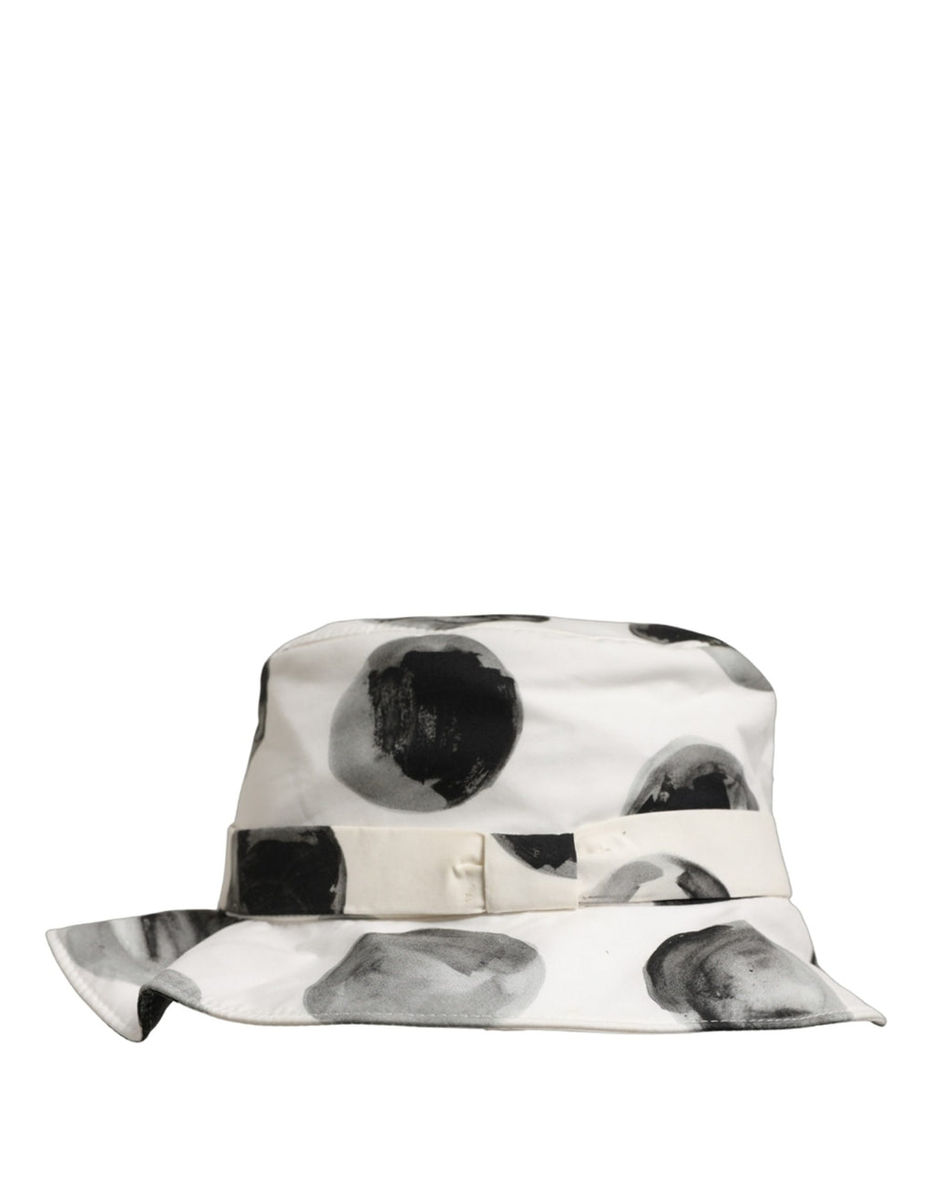 White Cotton Big Polka Dot Pattern Bucket Hat