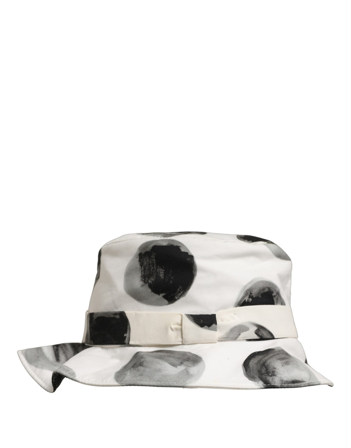 White Cotton Big Polka Dot Pattern Bucket Hat