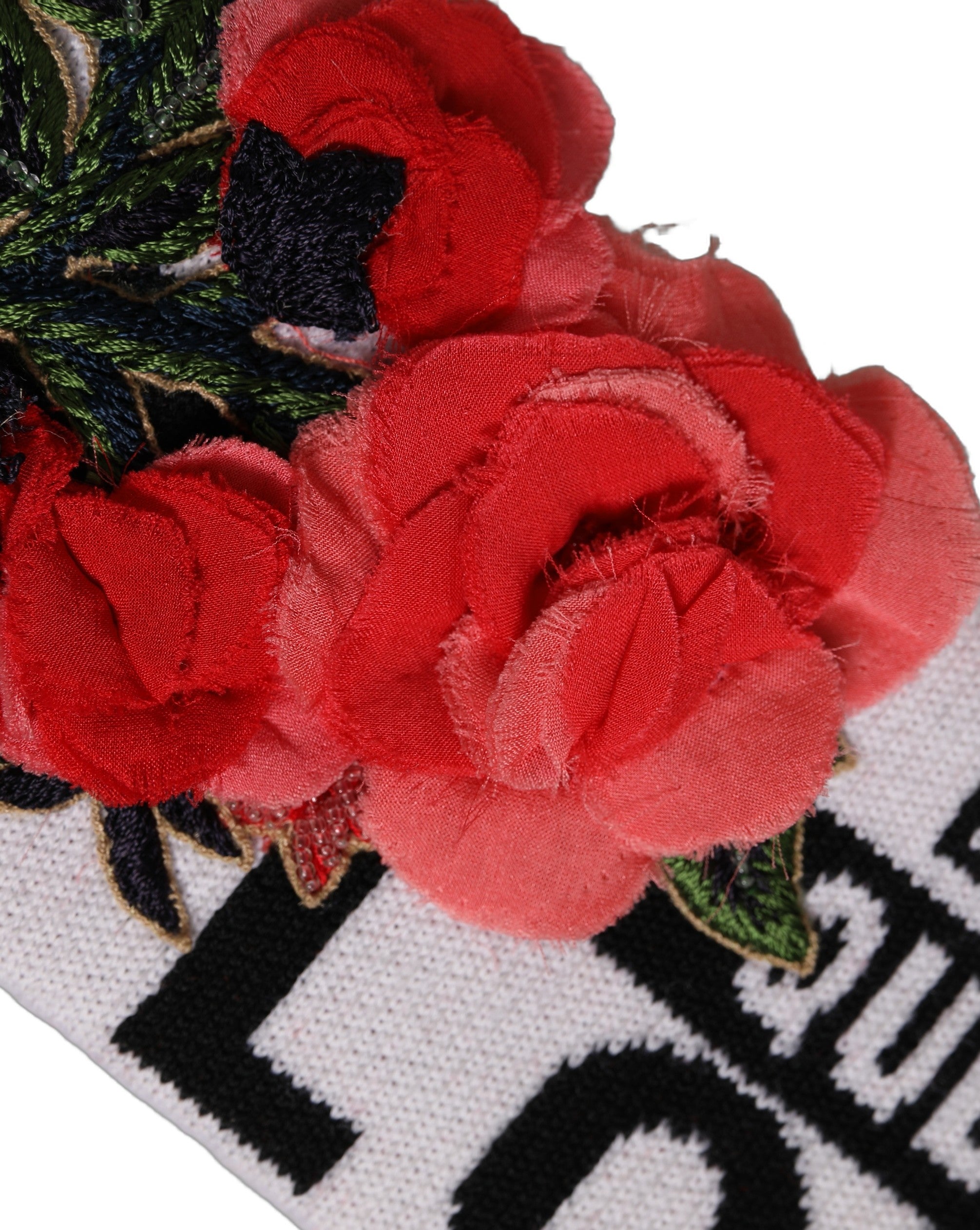 White D&G Queen Love Floral Applique Head Band One Size Hat
