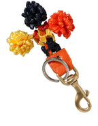 Raffia Leather Clasp Finder Chain Keyring Multicolor