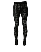 Black All Over Logo Print Sheer Pantyhose Underwear
