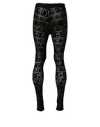 Black All Over Logo Print Sheer Pantyhose Underwear