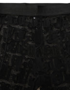 Black All Over Logo Print Sheer Pantyhose Underwear