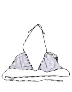 Black White Checkered Halter Beachwear Bikini Top