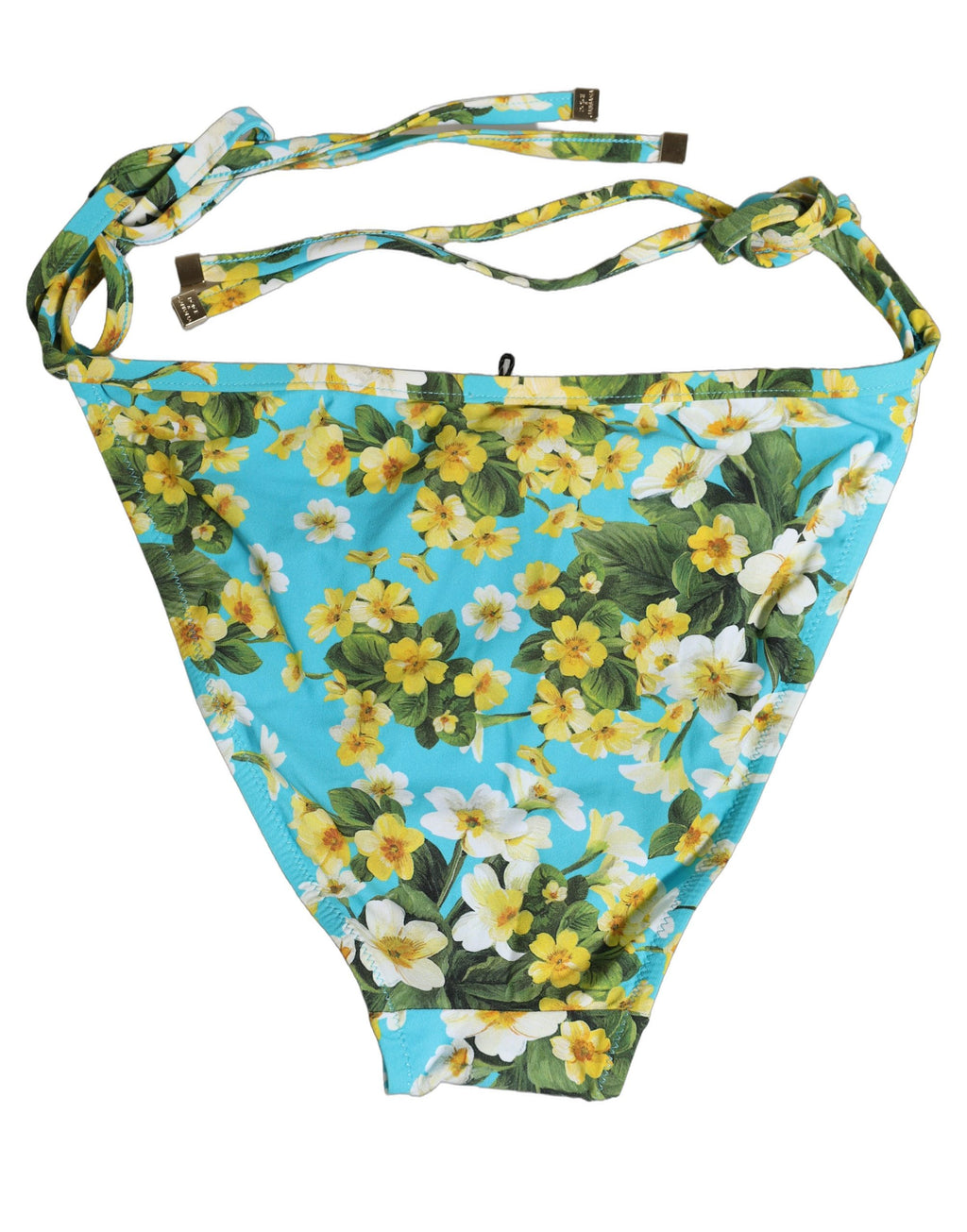 Blue Floral Print Nylon Beachwear Bikini Bottom