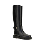 Black Calf Leather Bos Taurus Flat Boots