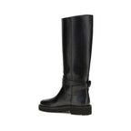 Black Calf Leather Bos Taurus Flat Boots