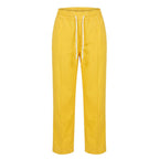 Yellow Cotton Women Pant