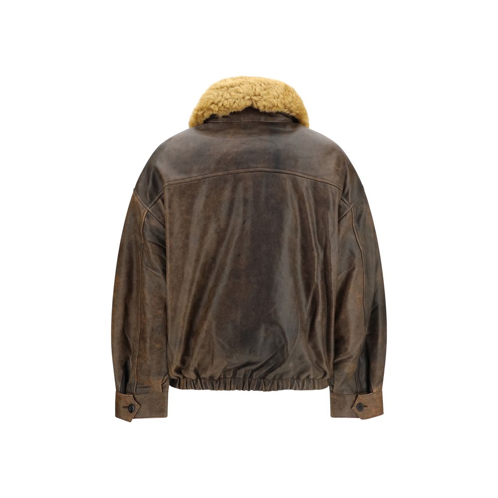 Brown Lamb Ovis Aries Aries Leather Jacket