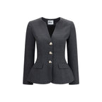 Gray Polyester Full-Length Jacket