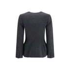 Gray Polyester Full-Length Jacket