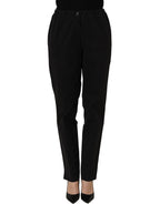 Black High-Waisted Straight Chino Women Trouser Pants