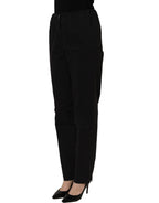 Black High-Waisted Straight Chino Women Trouser Pants