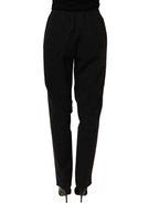 Black High-Waisted Straight Chino Women Trouser Pants