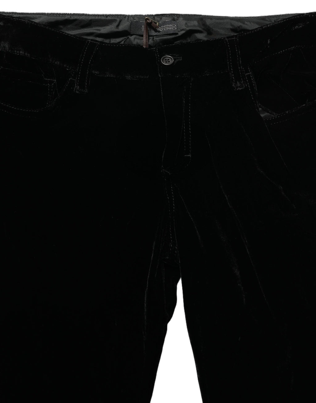 Black Viscose Blend Velvet Slim Fit Pants