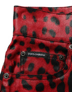 Red Leopard Cotton 5 Pockets Trouser Jeans