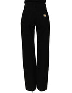 Black Cotton Stretch Straight Denim Jeans