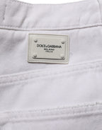 White Cotton Stretch Wide Leg Denim Jeans
