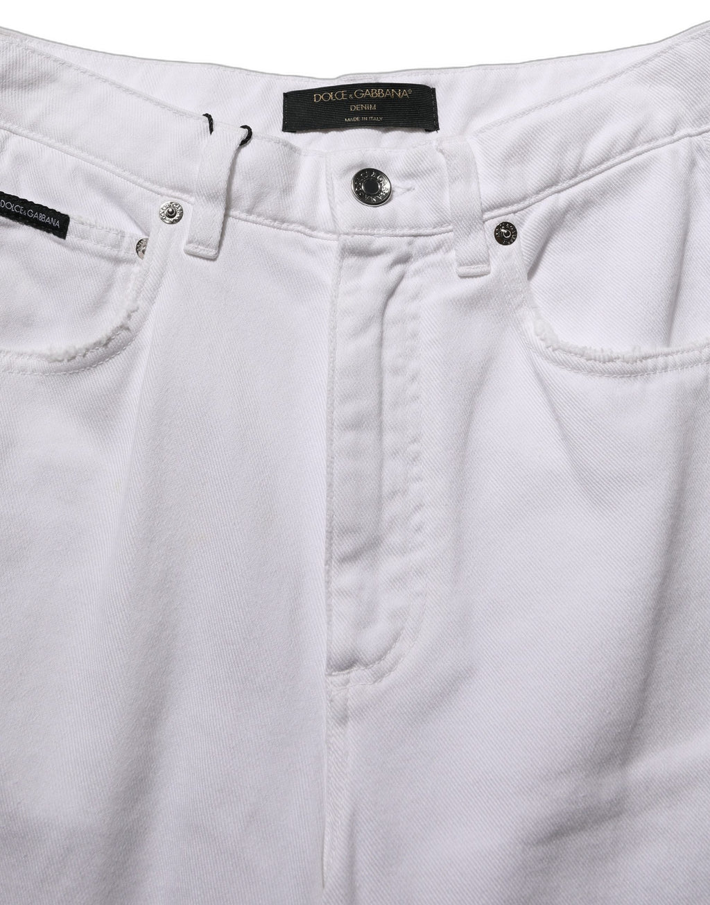 White Cotton Stretch Wide Leg Denim Jeans