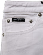 White Cotton Low Rise Denim Hot Pants Shorts