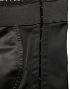 Black Nylon HighWaist Elastic Waistband Shorts