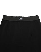Black Viscose High Waist Capri Trouser Pants