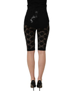 Black High Waist Sheer Floral Lace Shorts