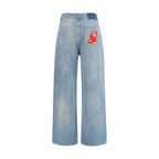 Blue Cotton Boyfriend Jeans